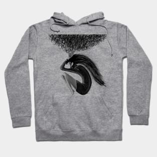 Disturbing  thoughts of a young girl digital art black and white graphics Hoodie